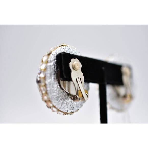 JAMES ARPAD Vintage Clip On Earrings Rhinestone Crystal Black Signed NOS Bin8 - Picture 12 of 12